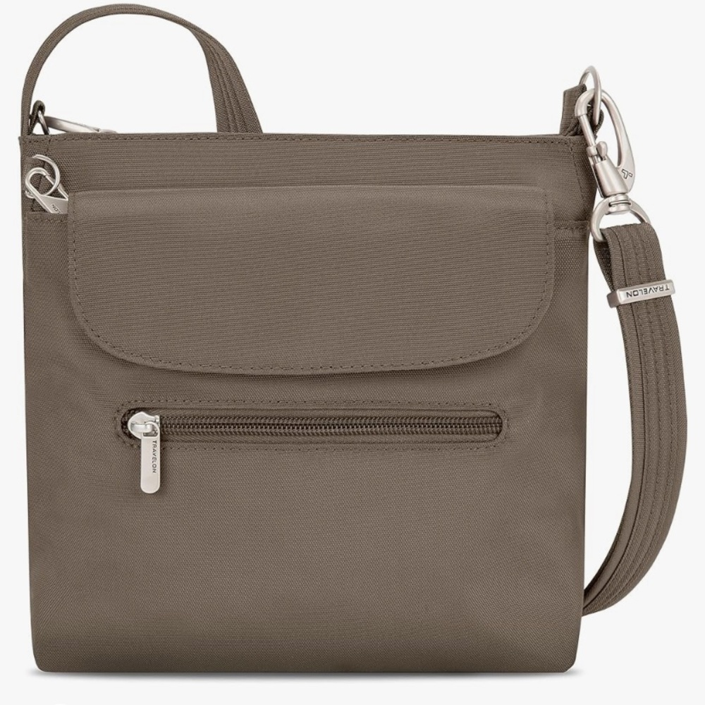 New Travelon Anti-Theft Classic Mini Shoulder Bag Purse Crossbody Color Nutmeg